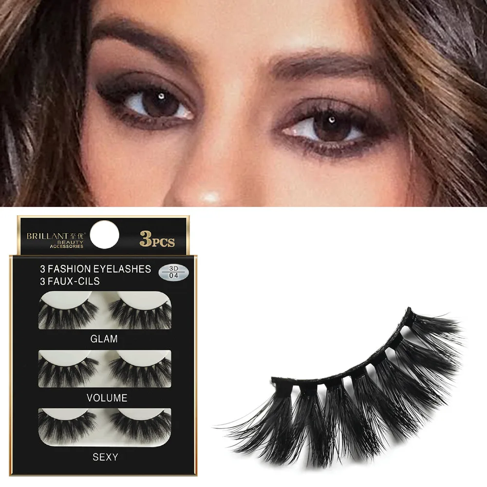 

New Fashion Style nature 3 Pairs 3D Long False Eyelashes Makeup Natural Fake Thick Black Eye LashesClios postios zsmwGrosso