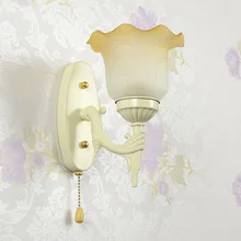 Лофт Винтаж промышленные настенные светильники с выдвижной переключатель Clear Стекло абажура под старину Медь настенный светильник 110 В 220 В для спальня