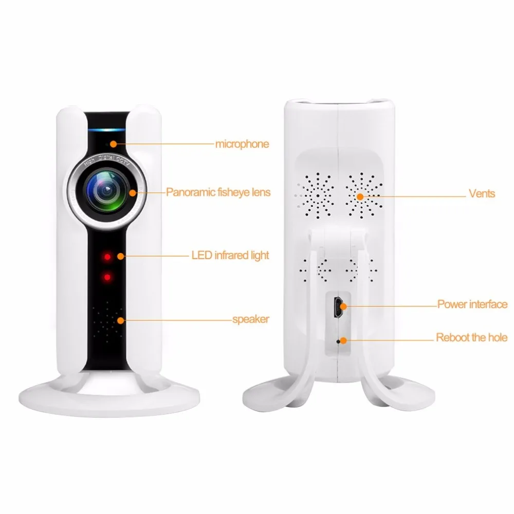 Portable VR 180 Degree Panoramic Camera 720P Wifi Remote Control Surveillance Camera Cylinder Home Office Security Camera
