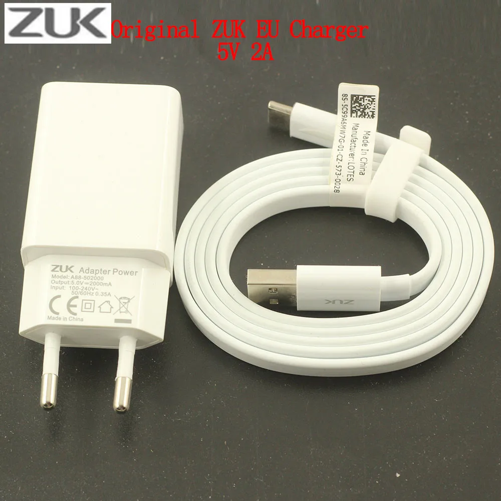 

Original Lenovo ZUK USB Charger Adapter EU 5V 2A + 100CM Noodle USB C Fast Charge Data Cable For ZUK Z1/Z2/Z2 Pro/Edge