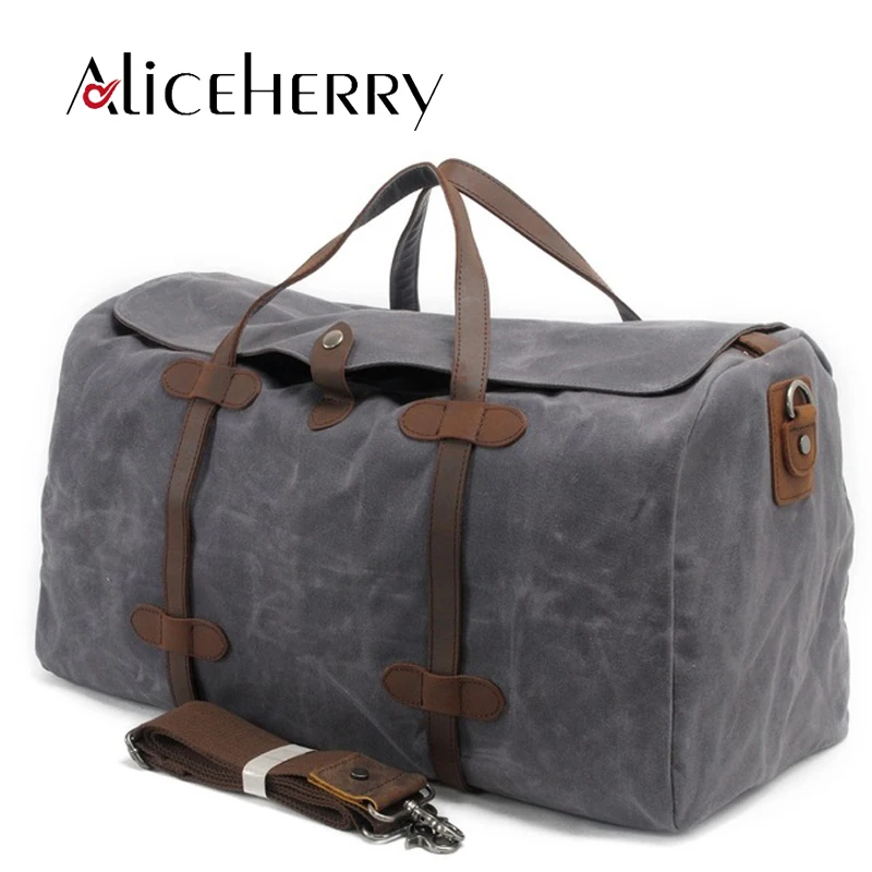 

Vintage Waterproof Men Women Canvas Traveling Bag Large-Capacity Casual Travel Duffel Tote Weekender Bag