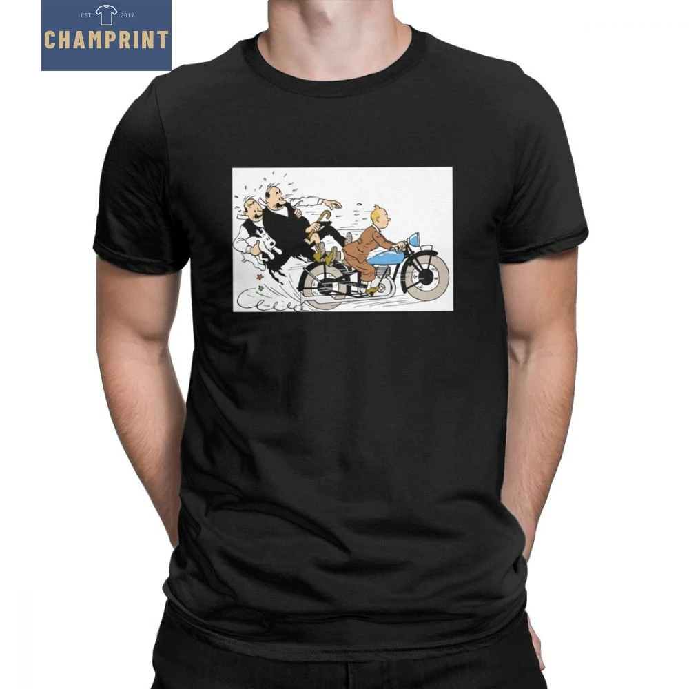 

Men's Tintin Moto Dupond Dupont T Shirts The Adventures of Tintin 100% Cotton Tops Short Sleeve O Neck Tees Gift Idea T-Shirt