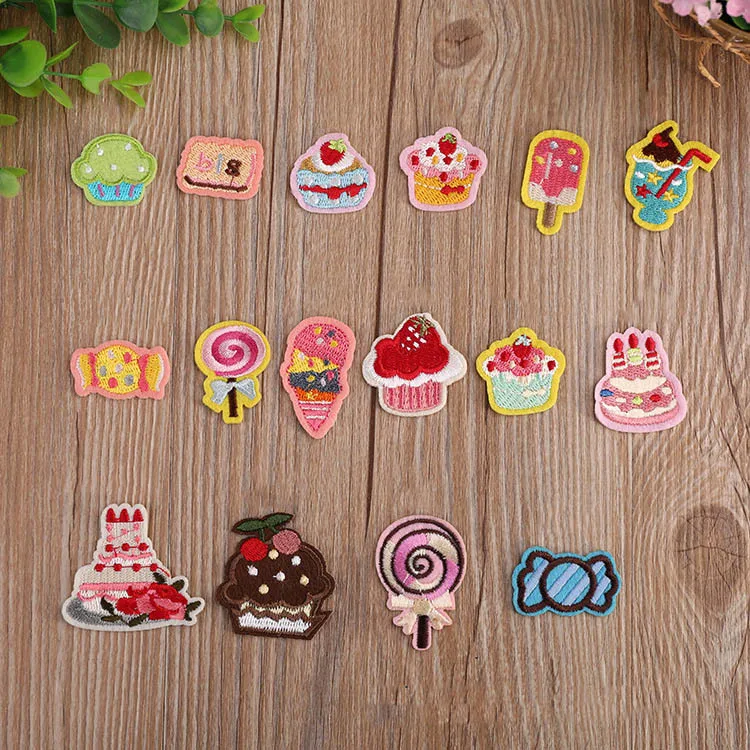 

Ice cream Candy Embroidery Patch Heat Transfers Iron On Sew On Patches for DIY T-shirt Clothes Sticker Decorative Applique 47236