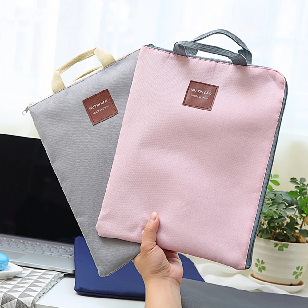 

A4 Folder Portfolio Document Bag Double Layer Organizer File Pocket Nylon With Handle School Office Zipper Portable Stationery