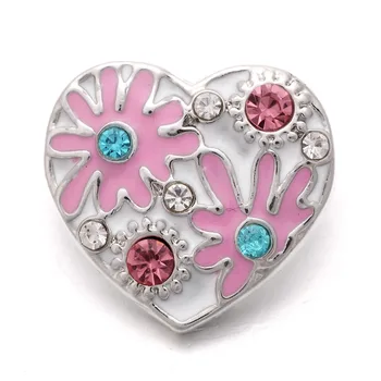 

10Pcs/lot Xinnver Snap Metal Heart Button Bracelet Bangles Fit DIY 18mm Snap Buttons Charm Bracelets Jewelry ZA357