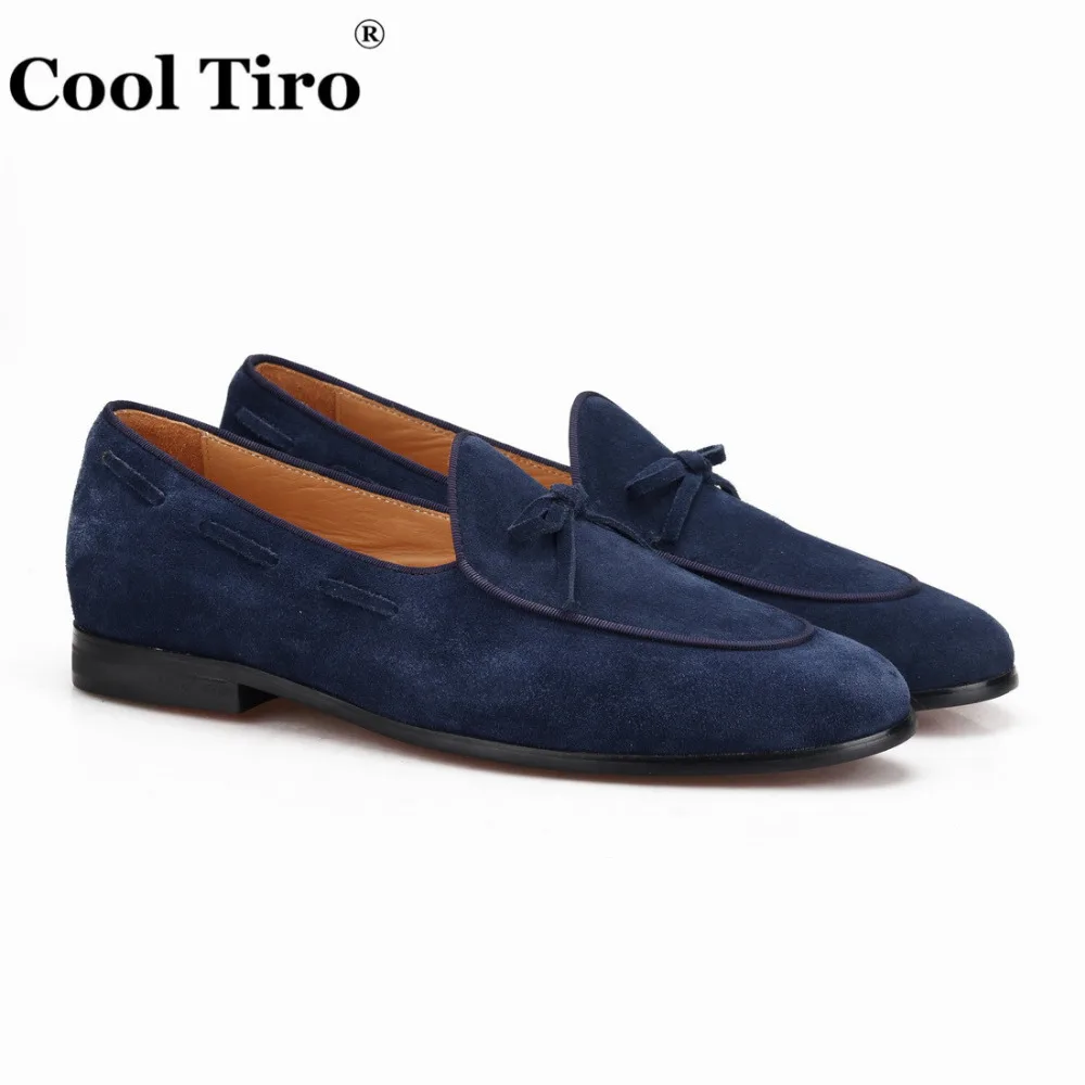Blue Suede Belgian Loafers Men Dress Shoes (2)