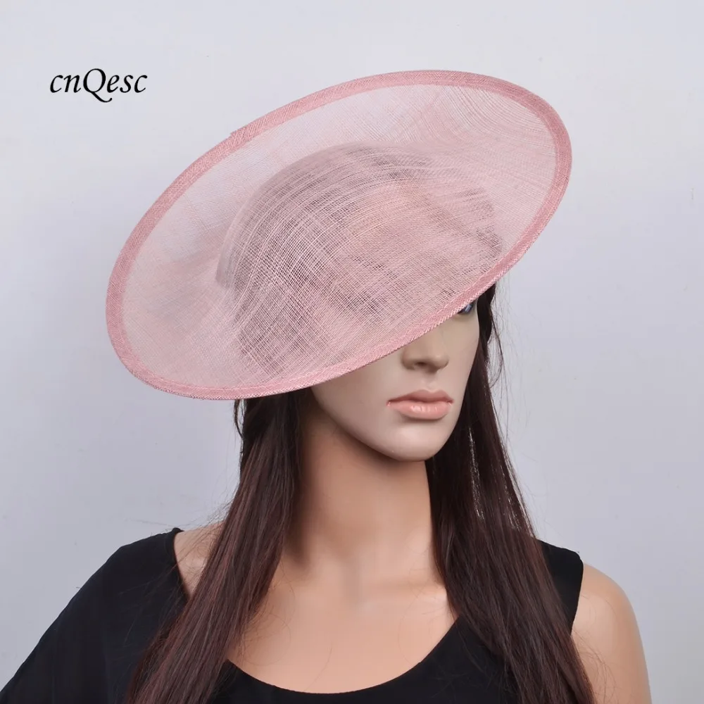 Большая Румяна Розовый sinamay чародей база шляпа для Кентукки Дерби свадьбы