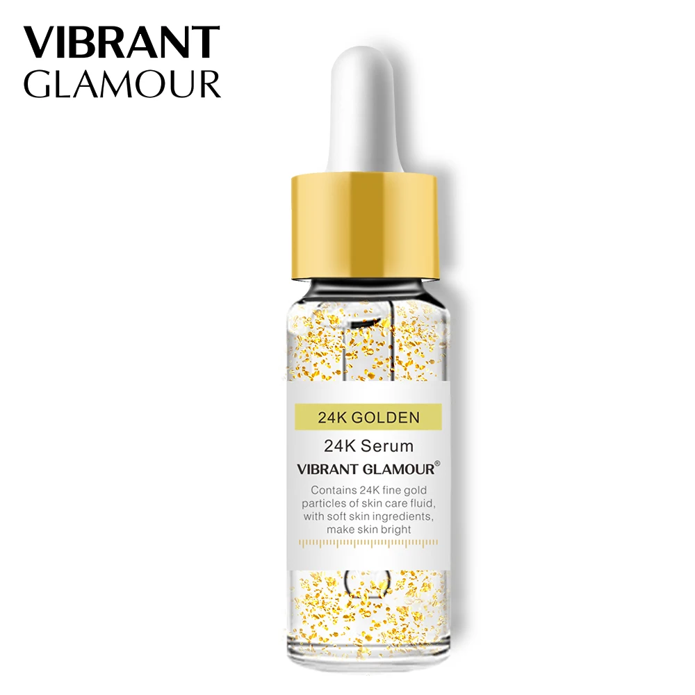 VIBRANT GLAMOUR 24K Gold Face Serum Anti-Aging Wrinkles Facial Serum Collagen Lift Firming Whitening Moisturize Skin Care Liquid
