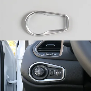 

For Jeep Renegade 15-16 Chrome ABS 1Pcs Interior Car Styling Headlight Button Switch Decor Frame Cover Trim Sticker