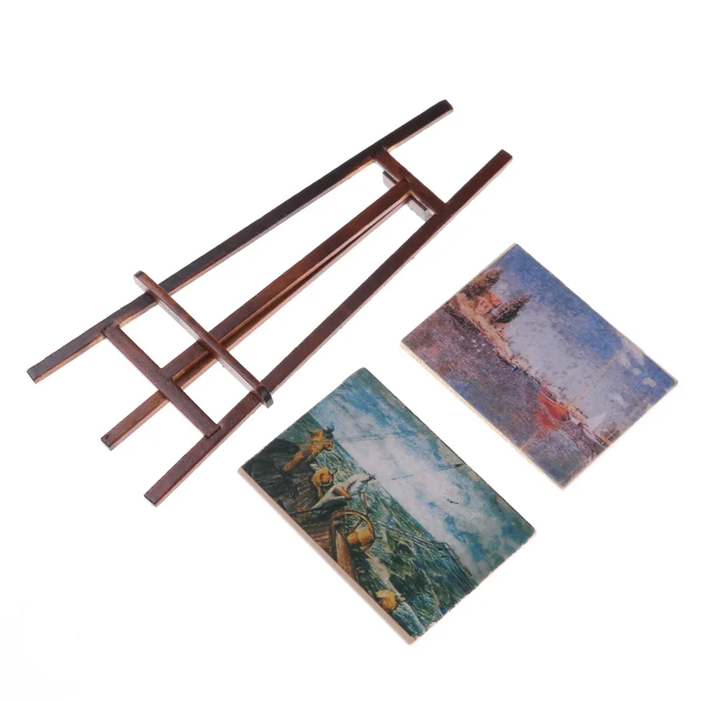 sketch easel 1 set artist easel stand & 2 wood paintings pictures mini artist easel wood wedding table card stand display holder decoration