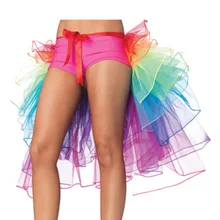 Женская балетная юбка-пачка с радужным хвостом для женщин; костюм на Хэллоуин; пышная юбка для танцев из органзы для косплея