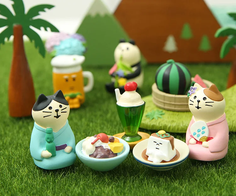 Japan Animation Wedding Decole Cat Model Miniature figurine cartoon wedding decoration fairy garden statue Home Gift Moss garden