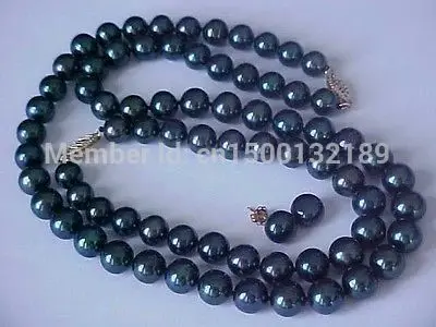 

j0038 SET OF 9-10MM AAA GENUINE BLACK PEARL NECKLACE, BRACELET & EARRINGS SOLID 14K