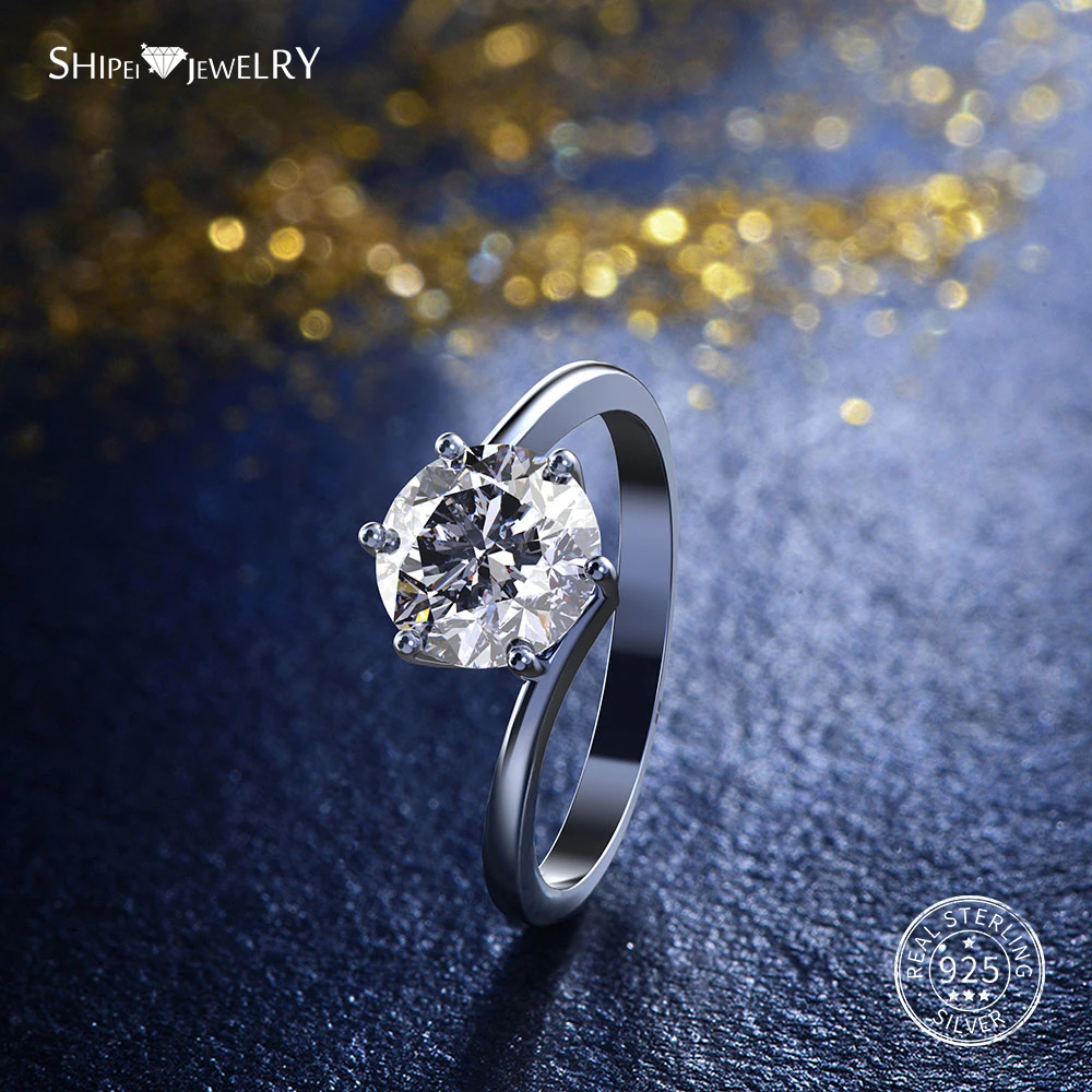 Женское кольцо Moissanite Shipei круглое из стерлингового серебра 925 пробы рубиновое