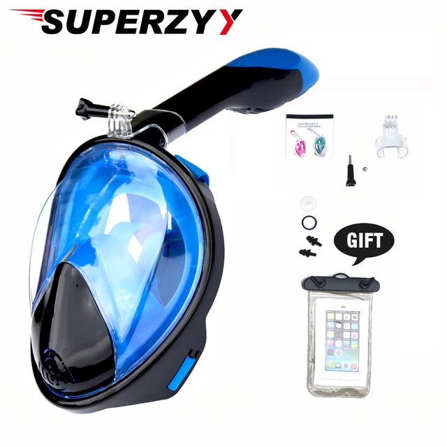 US $12.87 2019 New Underwater Snorkeling Mask Set 180 Degree Wide Swimming Masks Safe Waterproof Scuba Anti F