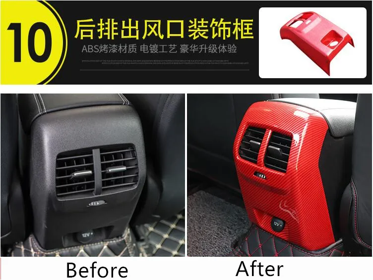 Красное углеродное волокно инструмент oudlings очки переключатель AC воздуха на выходе дверная ручка украшена рамкой для Ford Focus AAA390