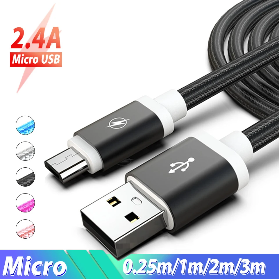 Usb кабель для Android, Micro Usb кабель, 3 м, 2 м, 1,5 м, 1 м, 25 см, кабель для зарядки сотового телефона, кабель для Xiaomi Redmi Note 5, 6 Pro, 4, 4X