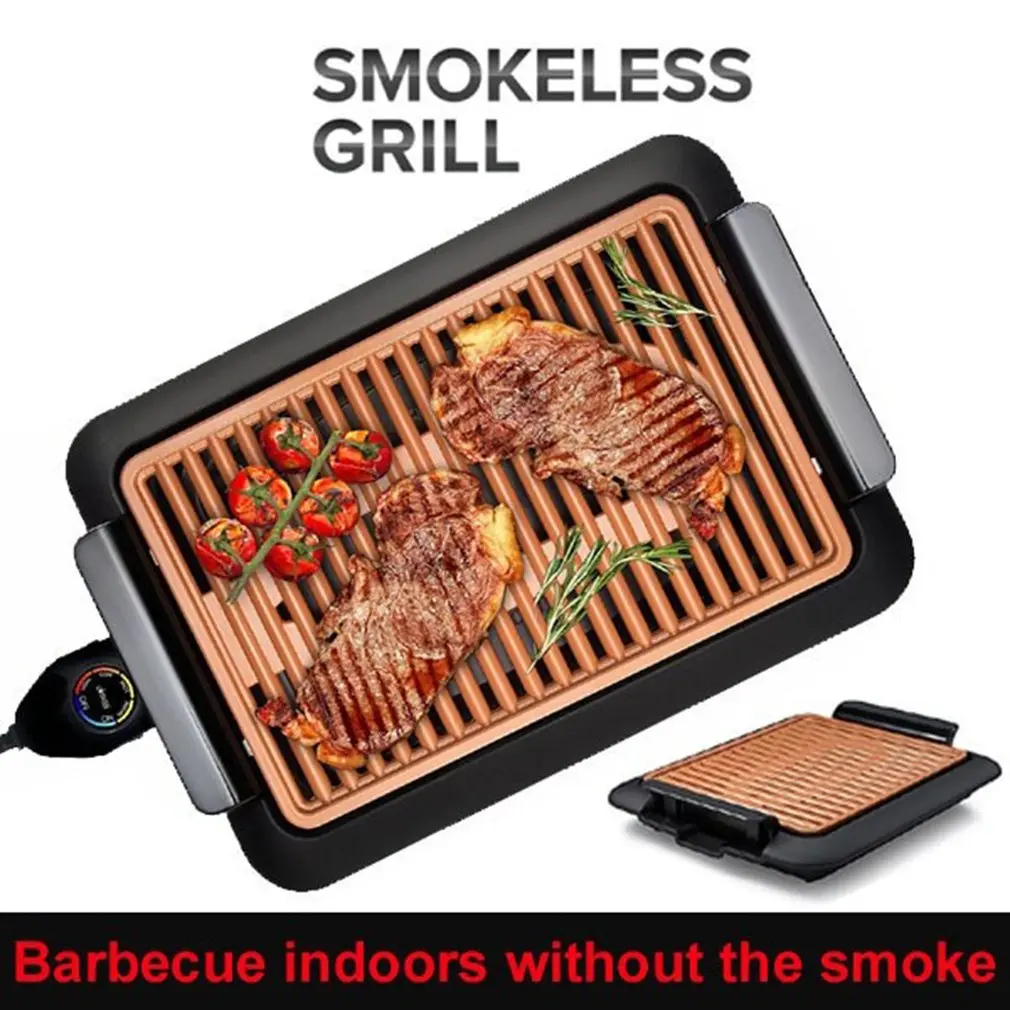 Non-Stick Durable Electrothermal barbecue plate Fast BBQ Smokeless Grill With Temperature Dial Heated Grilling Grate