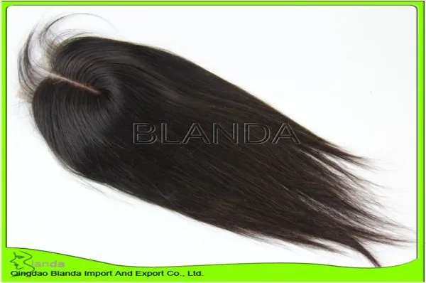 Free Shipping Blanda Hair Products Lace Top Closure Brazilian Virgin silk straight 3.5&quotx4&quot Closures Bleached Knots |