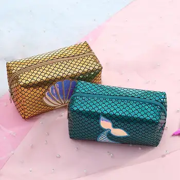 

Mermaid Tail Seashell Zipper Women Makeup Organizer Bag Pencil Pen Cases