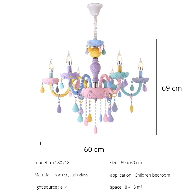 Lustre de Cristal Macaron Droplight Crianças Quarto Lustre Criativo Fantasia Menina Princesa Luminária Luminárias Cor 4 quarto lustre criativo fantasia menina princesa luminária luminárias