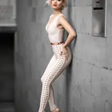 Новые Европа Side-cut шнуровкой Повязку Галстук комбинезон без рукавов Для женщин плотно Средства ухода за кожей стоп сексуальные выдалбливают повязку Комбинезоны для женщин Комбинезоны для малышек