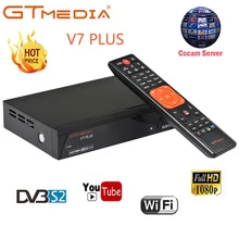 GTMEDIA V7 PLUS with free Cccam Clines for 1 year Spain Europe DVB-T2 DVB-S2 Receptor H.265 Satellite Receiver vs Freesat V7 V8 in stock freesat v7 combo satellite receiver dvb s2 dvb t2 support powervu biss key cccam newcam youtube alphabox x4 freesat v7