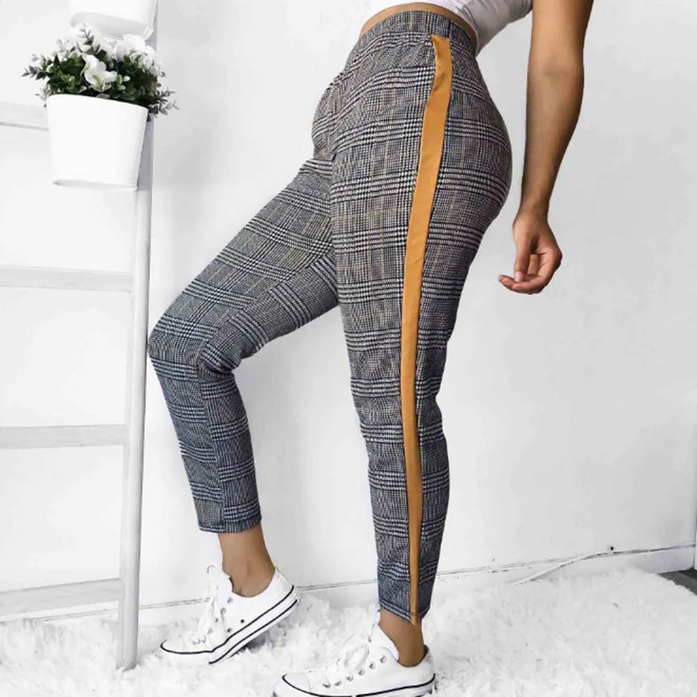 YJSFG HOUSE Fashion Womens Pencil Pants Strip Skinny High Waist Ladies Stretch Pencil Pants Trouser Female Autumn Plaid Pants YJSFG HOUSE Fashion Womens Pencil Pants Strip Skinny High Waist Ladies Stretch Pencil Pants Trouser Female Autumn Plaid Pants