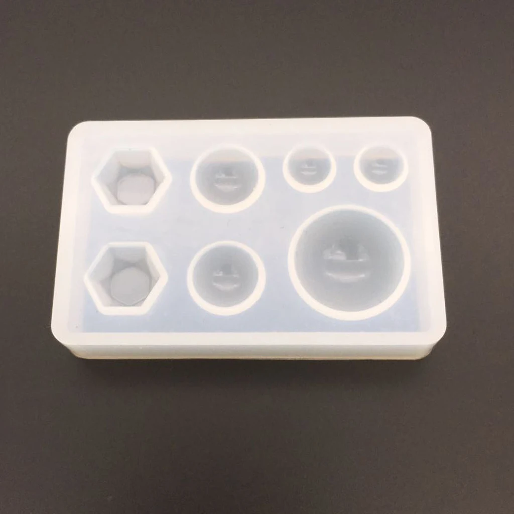 Silicone Hexagon Round Domed Cabochon Molds Jewelry Making DIY Pendant Charms Epoxy Resin Casting Mould