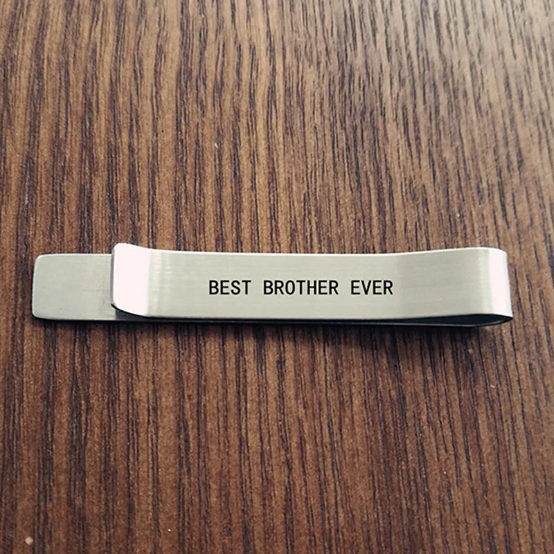 

Best Brother Ever Tie Clip Initials Tie Bar For Him Mens Gift For Brother Simple Tie Clip Stainless Steel