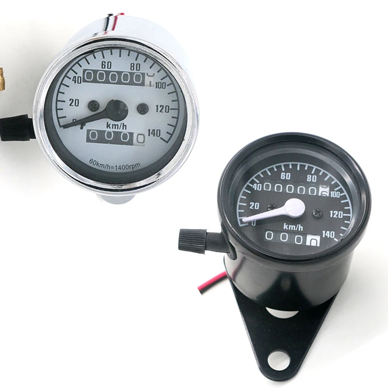 

DC 12V Universal Motorcycle Odometer Speedometer Tachometer Motorbike Refit Vintage Instrument Scooter Motor Retro Black Meter