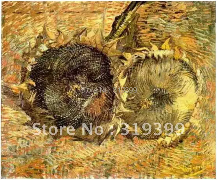 

Museum quality Vincent Van Gogh Oil Painting reproduction on linen canvas,Two Cut Sunflowers , 100% handmade,Free DHL Shipping