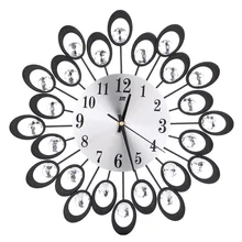 Vintage Metal Art Wall Clock Luxury Diamond Flower Large Wall Watch Living Room Silence Bedroom Morden