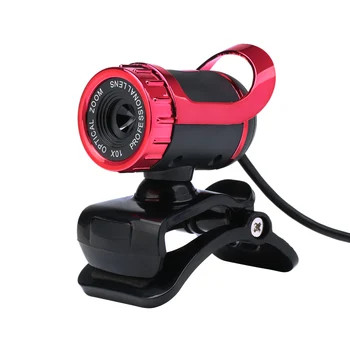 

360 Degree USB 2.0 50 Megapixel HD Camera Web Cam with MIC Clip-on for Desktop Skype Computer PC Laptop Red Color HD Camera