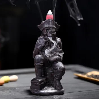 

10Pc Incense Cones + Burner Creative Home Decor The Pirate Censer Backflow Incense Burner Use In Home Teahouse buddhist