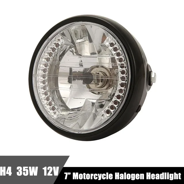7" Motorcycle Halogen Headlight with Turn Signals H4 35W Lamp Bulb