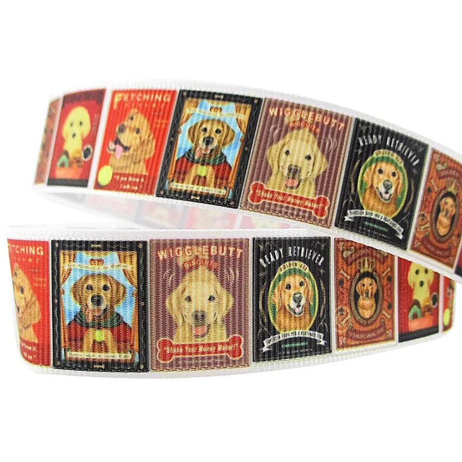 

50yards 7/8'' (22mm) kawaii dog printed Grosgrain Ribbon for gift party home decoration DIY handmade materials