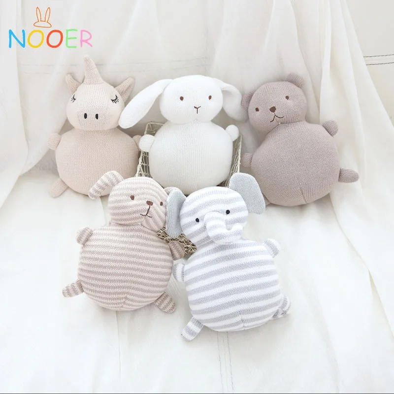 Nooer Knitting Wool Unicorn Rabbit Elephant Bear Dog Plush Toy Baby Appease  Sleeping Doll Cute Animals Plush Toys For Children