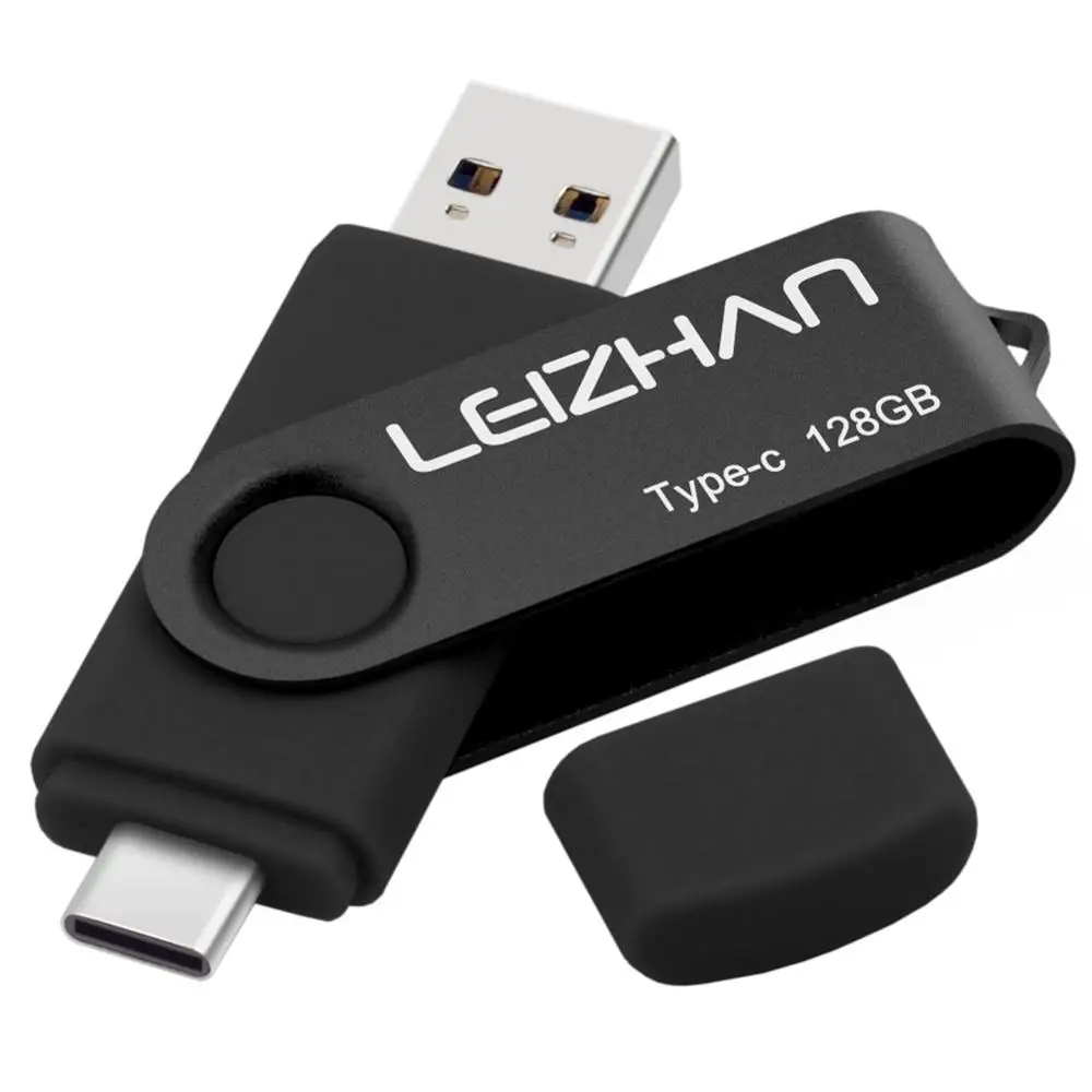 LEIZHAN USB 3,0 type-c OTG USB флэш-накопитель USB C Рамочка для фотографии для samsung S10, S9, S8, XiaoMi 6, huawei P30 P20 Флешка USB накопитель - Цвет: Type c-USB 3.0-Black