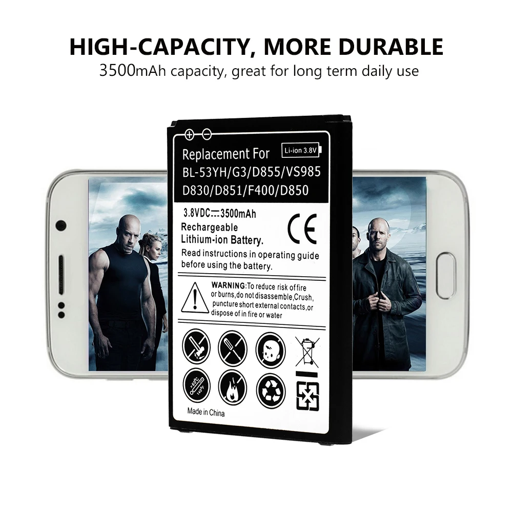 Литий ионный аккумулятор для телефона LG Optimus G3 D830 D850 D851 D852 D855 LS990 F400 VS985 BL53YH 3500 мАч