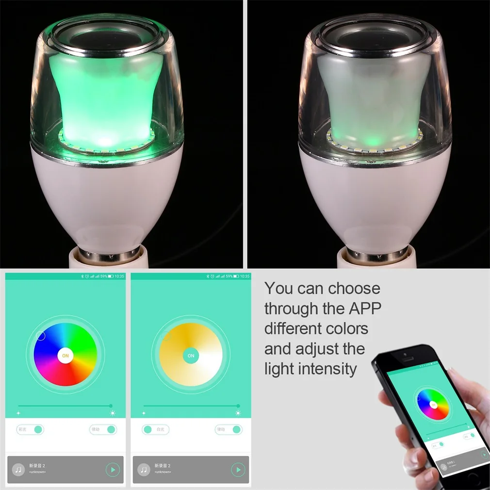 

APP Control Automatically On/Off Bluetooth Music Playing Colorful Light Twinkle 70HZ-18KHZ Portable Smart Music Bulb S30