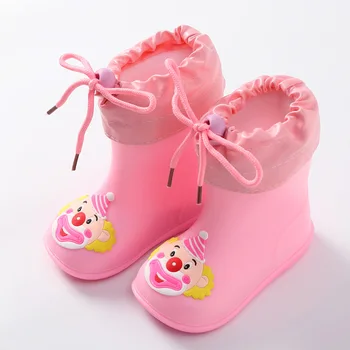 

Rain Boots Kids Cartoon Girls Rubber Rainboot Children Waterproof Boot Pvc Warm Toddler Boys Water Shoes Four Seasons Removable