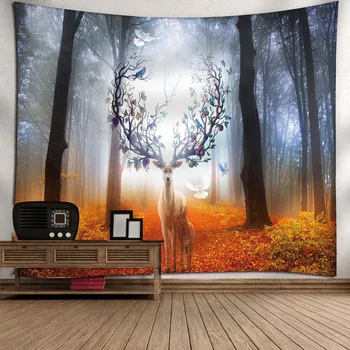 

Seasons Change Tapestry Floral Deer Wall Hanging Animal Printed Sheets Maternal Love Bedding Decorative Tapestry