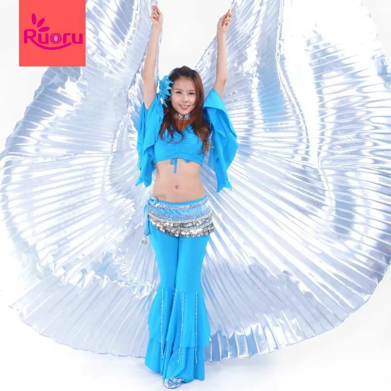 Ruoru Women Kids Girls Belly Dance Isis Wings Gold Belly Dance Wings Bellydance Costume Egyptian Oriental Dance Without Sticks