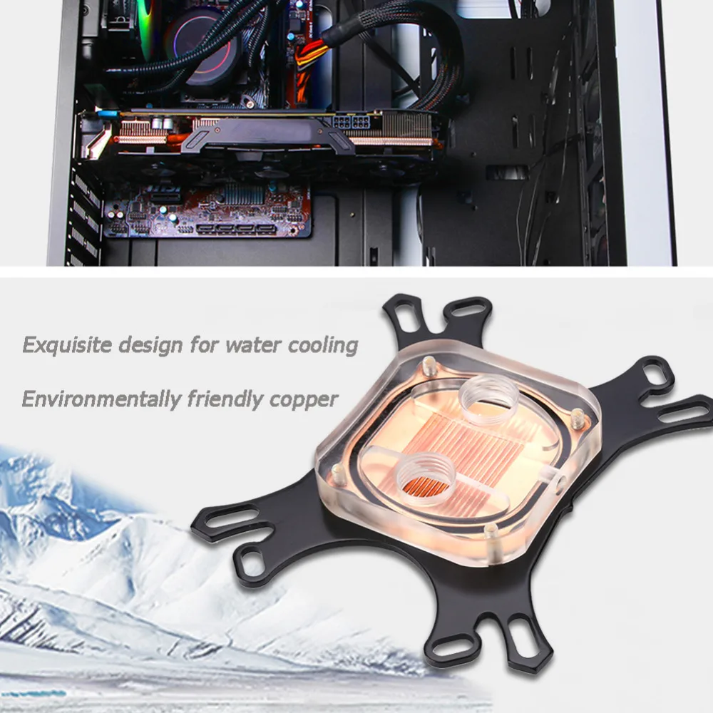 Медное основание ЦП водяного блока водяного охлаждения кулер компьютера охлаждения радиатора для Intel& AMD с крепежными винтами P4PM