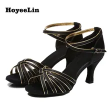 Новинка; женская танцевальная обувь; обувь для латинских танцев, сальсы, бальных танцев; женская танцевальная обувь на каблуках 5,5 см/7 см; цвет черный, синий, серебристый