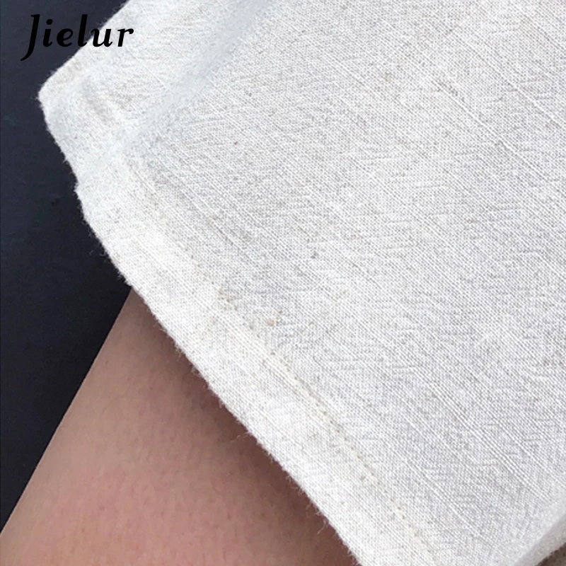 Jielur летние эластичные Широкие шорты женские корейские однотонные льняные