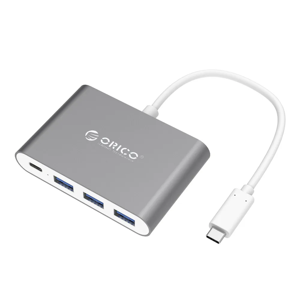 ORICO алюминиевый type-C для USB PD зарядный концентратор USB3.1 Gen1 5 Гбит/с высокоскоростной алюминиевый - Цвет: Grey