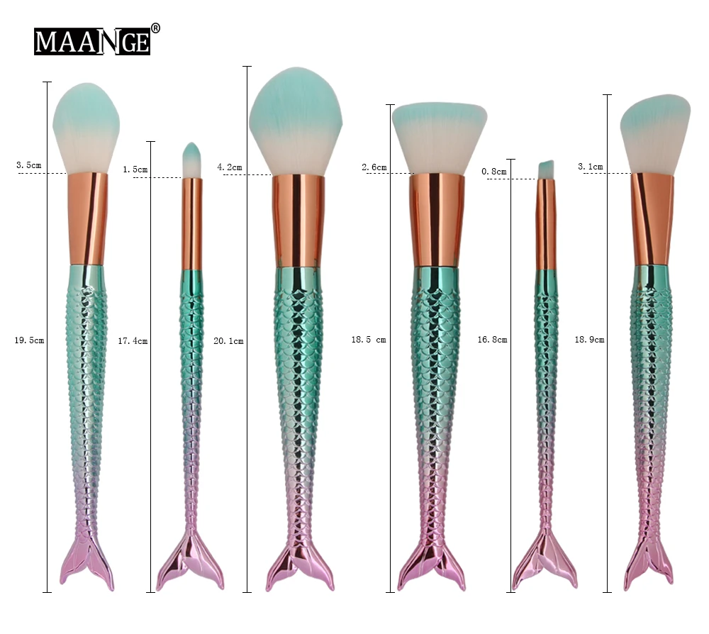 MAANGE 6/10 шт. Русалка набор кистей для макияжа кисть для смешивания теней для век порошок контурная кисть для румян cosmeticsmake кисти для макияжа инструмент Наборы