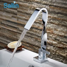 Luxury Creative Bathroom Basin Faucet Waterfall Single Handle Brass Water Tap Bathroom Faucet Modern Chrome Sink Mixer Tap Crane wholesale and retail free shipping chrome brass big waterfall bathroom basin faucet single handle hole sink mixer tap